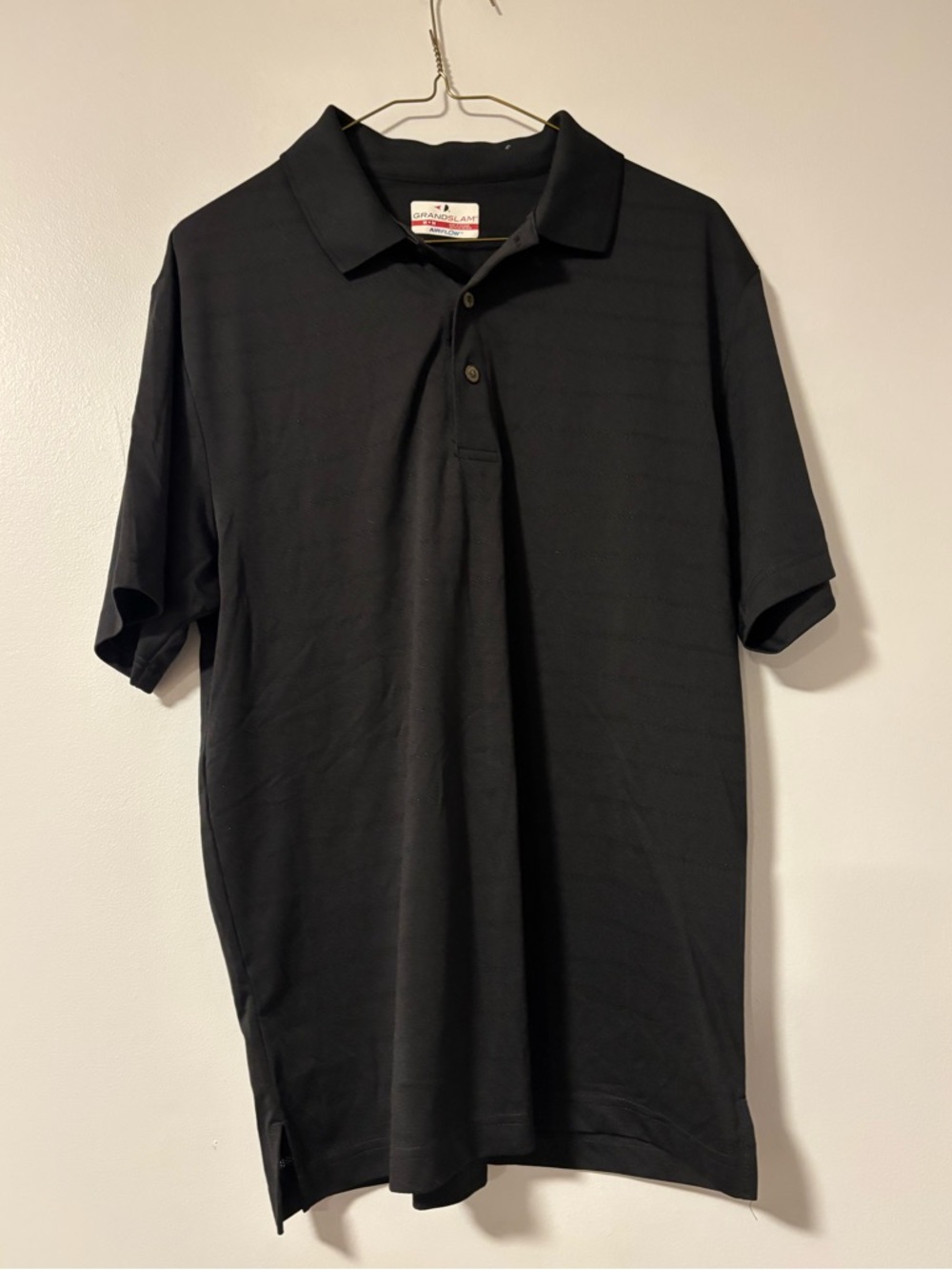 Grand Slam Black Subtle Stripe Men’s Short Sleeve Golf Polo Size Medium